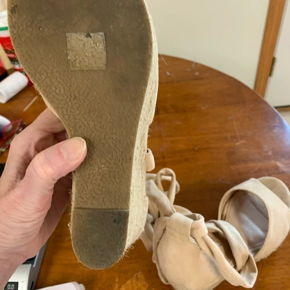 Allegra platform heel espadrilles ballet tie laceup peep toe size10